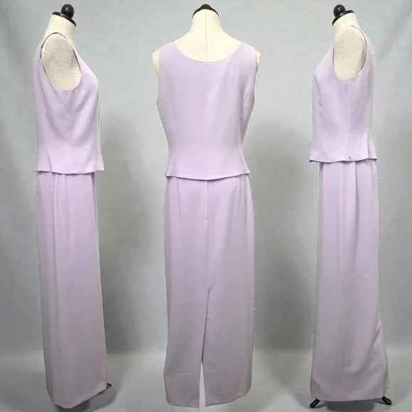 Albert Nipon Vintage Lilac 3-Piece Embellished Beaded Evening Skirt Suit Set M/L - Picture 4 of 11